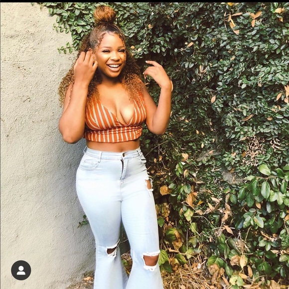 Boohoo Orange stripped cropped top - Picture 1 of 1